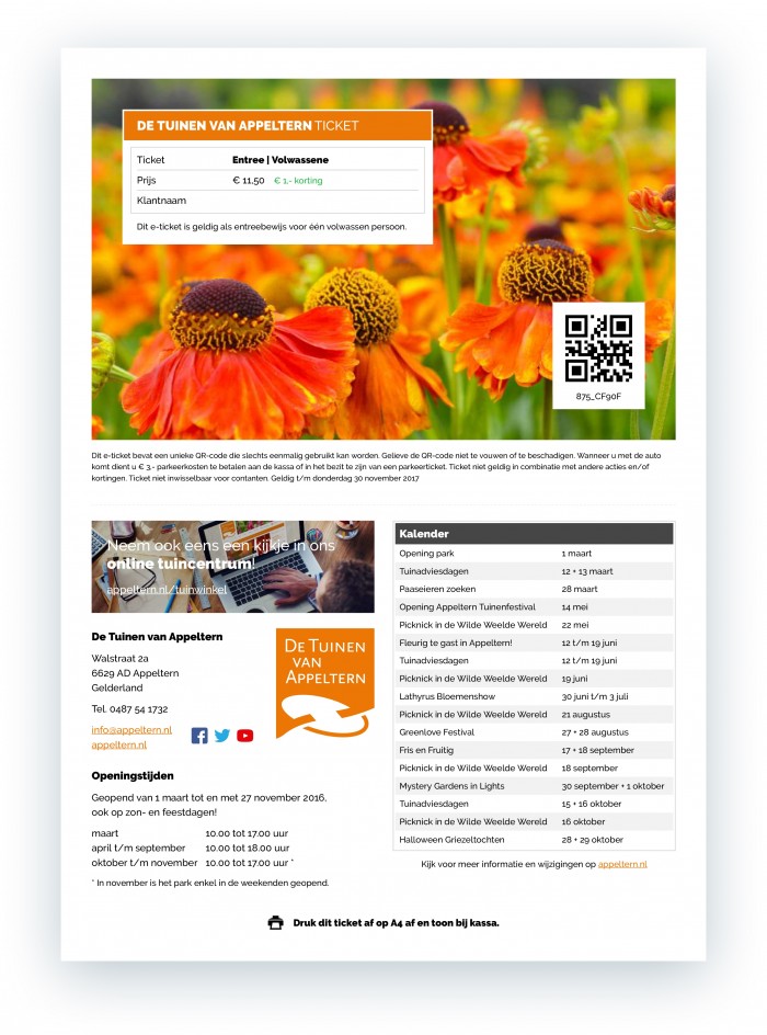 Ticket de Tuinen van Appeltern