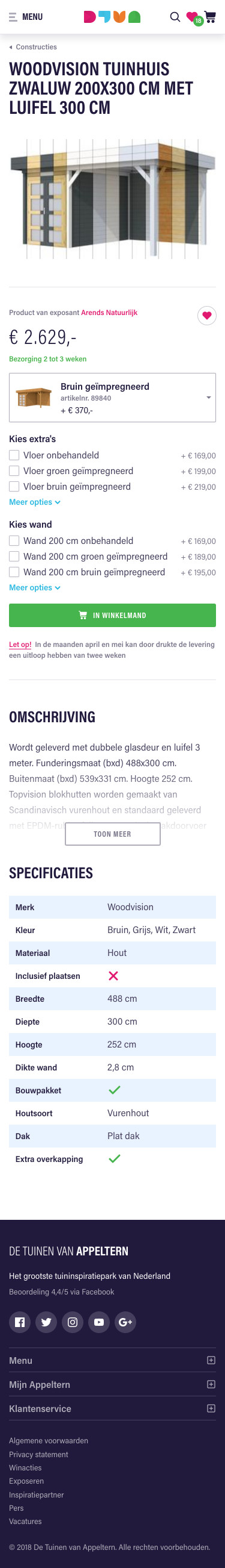 Smartphone-weergave van de webshop op Appeltern.nl