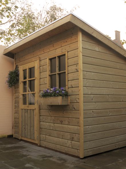 Tuinhuis met lessenaarsdak (2.5 x 2.5 meter) De Pimpelmees