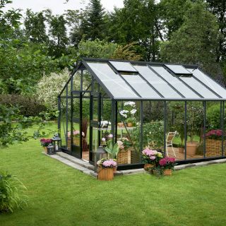 Hobbykas GARDENER 161 Antracietgrijs gecoat (Tuinkas met tuindersglas)