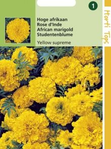 Tagetes erecta Yellow Supreme (zaad hoge Afrikaan grootbloemig geel)