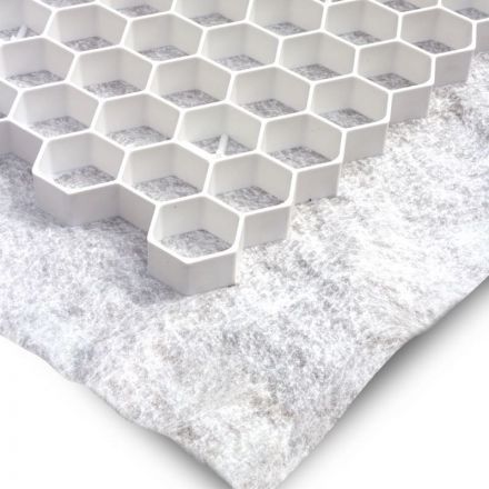 Witte grindplaat met antiworteldoek 119 x 78,6 x 3 cm (111 stuks = 99,39 m2 - EXCELLENT)