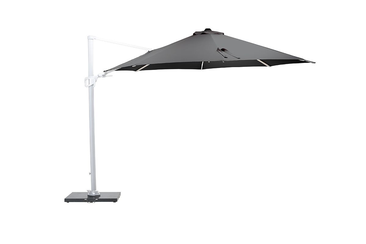 Hawaii parasol Ø350 cm (wit/ donker grijs) De Tuinen van Appeltern