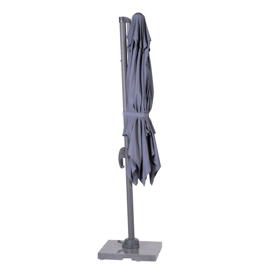 Hawaii parasol S 250x250 cm (carbon black/licht grijs) De Tuinen van