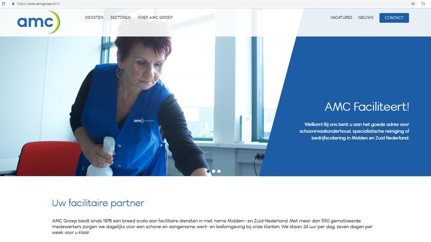 Nieuwe website Schoonmaakbedrijf AMC Groep
